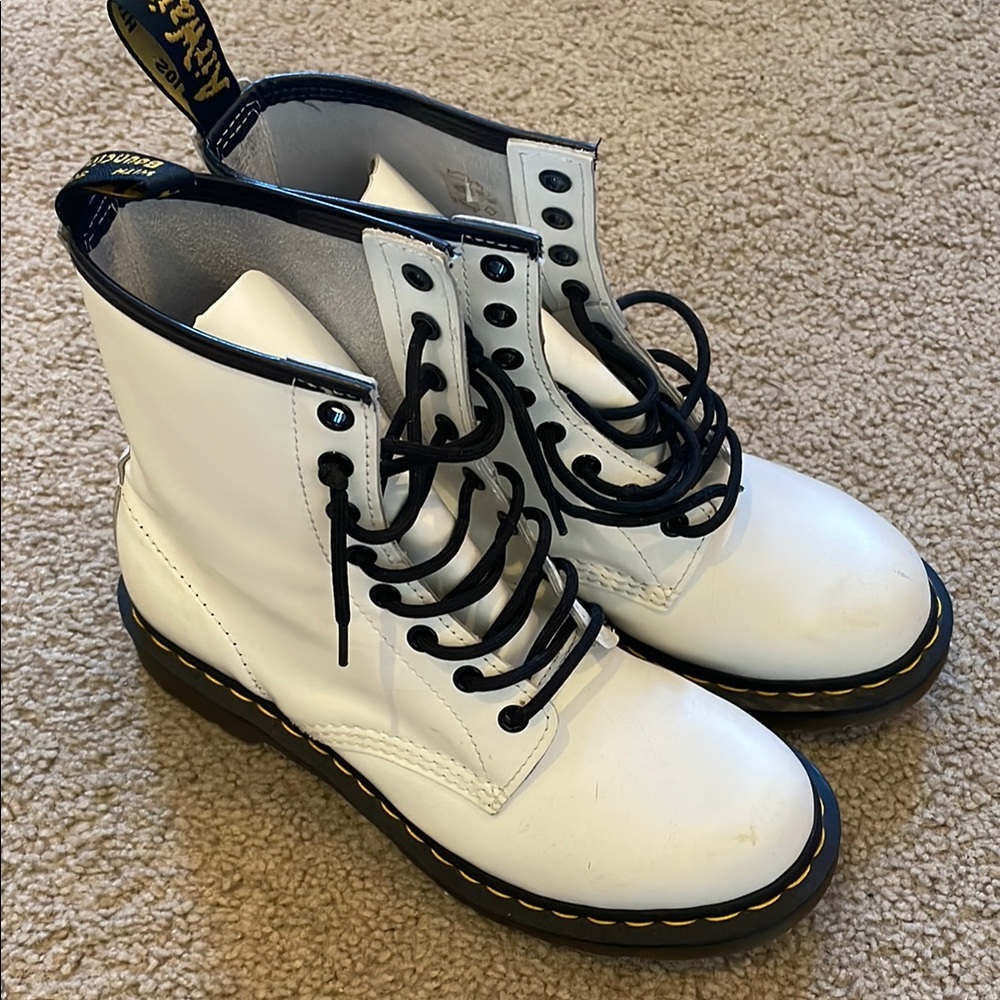Dr. Martens White Lace-Up Boots
